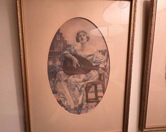 set of 8 vintage Lithograph