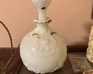 Milk Glass Barber Bottle