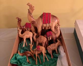 wood carved animals Nativity