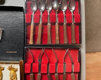 MCM hors d'oeuvre spoon forks wooden