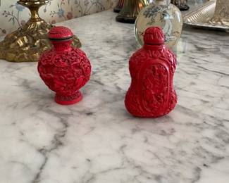 Chinese Red Cinnabar stuff bottle