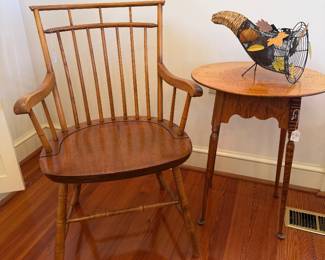 Cohasset Colonial by Hagerty Birdcage chair and tiger maple side table