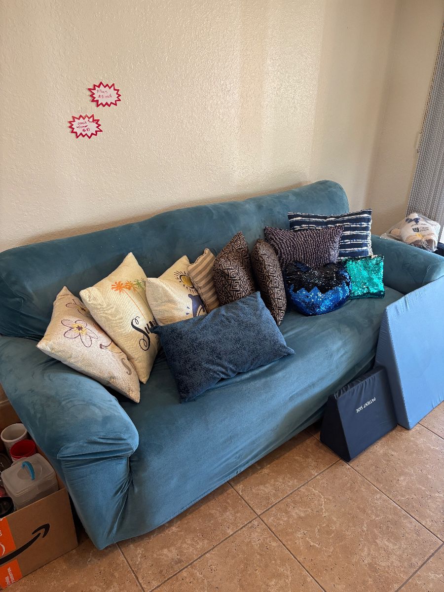 Couch with pillows