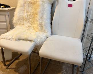 Chairs, sheepskin rug (brand new)