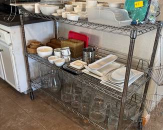 Plates, serving containers, kitchenware, glass vases