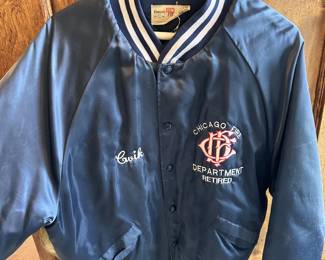 Vintage Chicago Fire Dept. "Retired" Satin Jacket.