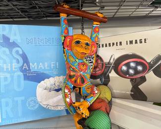 Outdoor items, vintage Talavera pottery hand painted monkey