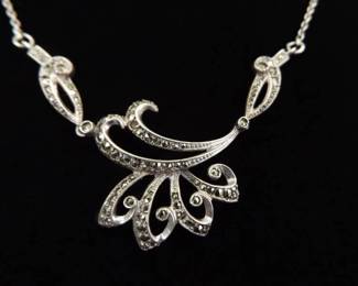 .925 Sterling Silver Art Nouveau Pendant Necklace