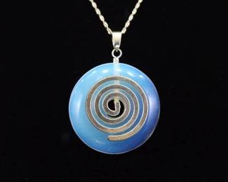 .925 Sterling Silver Opalite Pendant Necklace