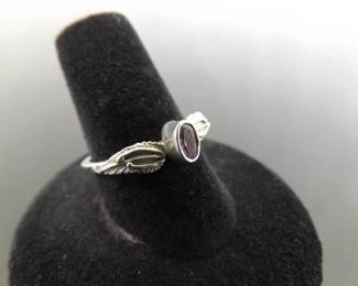 .925 Sterling Silver Amethyst Navajo Ring Size 7.5