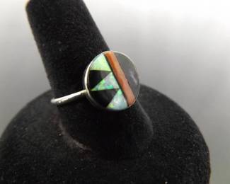 .925 Sterling Silver Baltic Amber Cabochons Ring Size 8