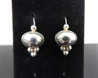 .925 Sterling Silver Designed Hook Earrings