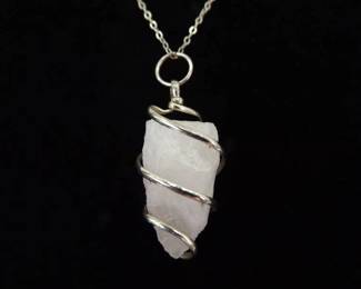.925 Sterling Silver Healing Crystal Quartz Stone Pendant Necklace