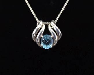 .925 Sterling Silver Topaz Crystal Slider Pendant Necklace