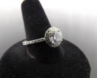 .925 Sterling Silver Zirconia Solitaire Ring Size 9.25