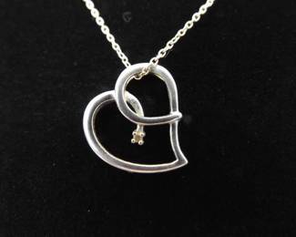 .925 Sterling Silver Diamond Accented Heart Pendant Necklace