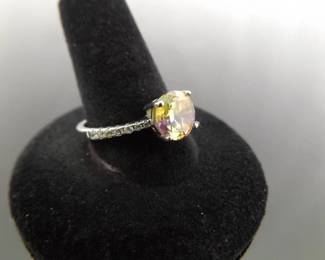 .925 Sterling Silver Mystic Citrine Crystal Ring Size 10