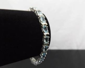 .925 Sterling Silver Topaz Tennis Bracelet