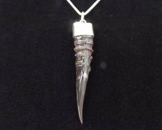 .925 Sterling Silver RARE Dik Dik Horn Pendant Necklace
