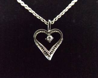 .925 Sterling Silver Diamond Accented Heart Pendant Necklace