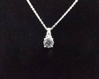 .925 Sterling Silver Zirconia Solitaire Pendant Necklace