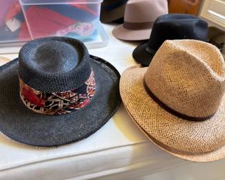 Vintage hat collection, straw fedora, dress hats, men's accessories lot