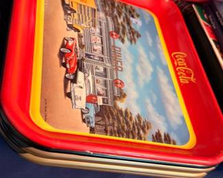 Coca-Cola vintage serving tray, red Coke logo, classic advertising memorabilia collectible