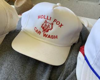 Holli Fox Car Wash white trucker cap with fox mascot logo, vintage promotional hat collectible