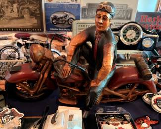 Harley Davidson motorcycle rider figurine statue, HD signs memorabilia, biker collectible