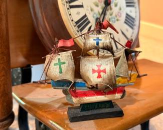 Santa Maria model ship, Columbus sailing vessel replica, nautical collectible
