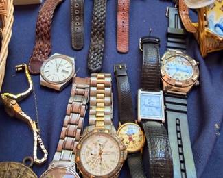 Men's vintage wristwatch collection, two-tone and leather band styles