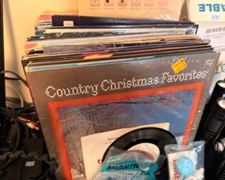 Vintage vinyl records, Country Christmas Favorites LP, record collection lot