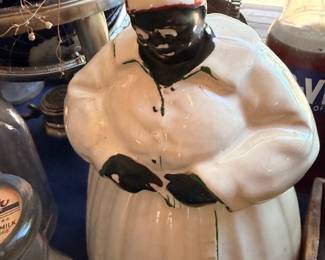 Vintage ceramic chef cookie jar, Black Americana collectible
