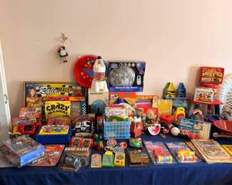 Massive vintage toys and games lot, Rail Racers, Crazy Smashers, Game Glove, boxed retro toys collection