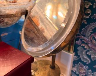 Vintage brass vanity mirror on stand, adjustable tilting mirror, antique dresser decor
