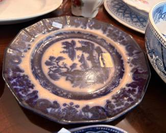 Blue Willow pattern china plates, vintage transferware, collectible blue and white dishes