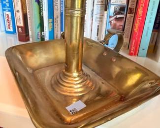 Brass candlestick holder, vintage brass decor, bookshelf accent piece