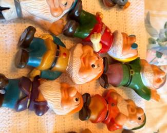 Vintage Disney Seven Dwarfs rubber figurines, collectible character toys lot