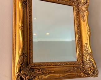 Ornate gold frame wall mirror, baroque rococo style, decorative accent mirror