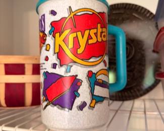 Krystal restaurant insulated mug cup, fast food promotional drinkware, vintage advertising collectible