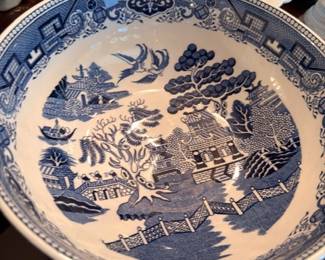 Blue Willow pattern serving platter, vintage transferware plate, blue and white china