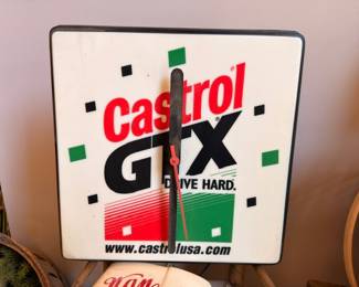 Vintage Castrol GTX Drive Hard advertising wall clock, petroliana man cave collectible