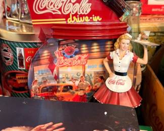 Coca-Cola Drive-In sign, vintage Coke car hop waitress advertising, retro soda memorabilia collection
