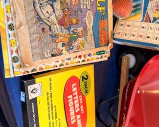 Vintage boxed toys, ALF board game, Letters and Figures magnetic set, retro toys in original packaging