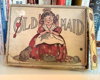Vintage Old Maid card game in original box, antique parlor game