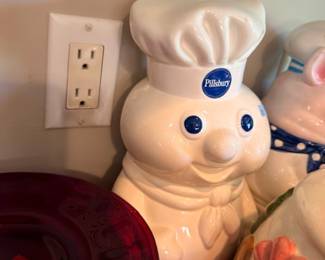 Pillsbury Doughboy cookie jar, ceramic collectible, vintage kitchen memorabilia