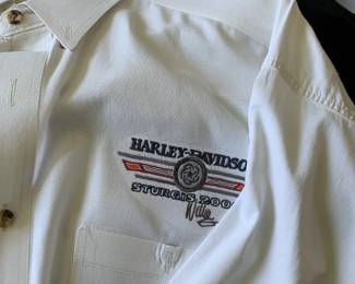 Harley-Davidson Sturgis rally white polo shirt, HD motorcycle event apparel, biker collectible
