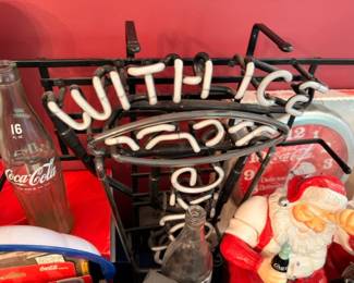 Vintage Coca-Cola WITH ICE neon sign, Coke advertising collectible, retro bar decor
