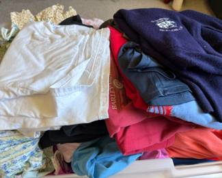 Clothing lot, Harley Davidson sweatshirt, assorted shirts and tops, men's clothing