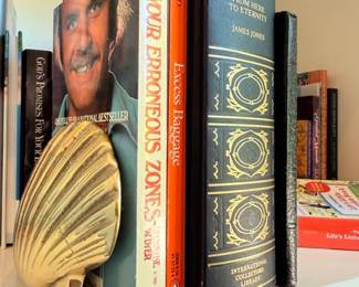 Brass shell bookend, vintage book collection, International Collectors Library edition